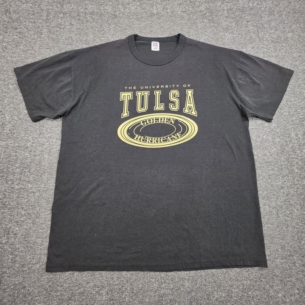 RUSSELL ATHLETIC VTG Y2K 90s RETRO TULSA HURRICANE GO TU UNIVERSITY T SHIRT XL